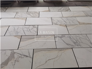 Calacatta White Natural Marble Polished Thin Tiles For Wall
