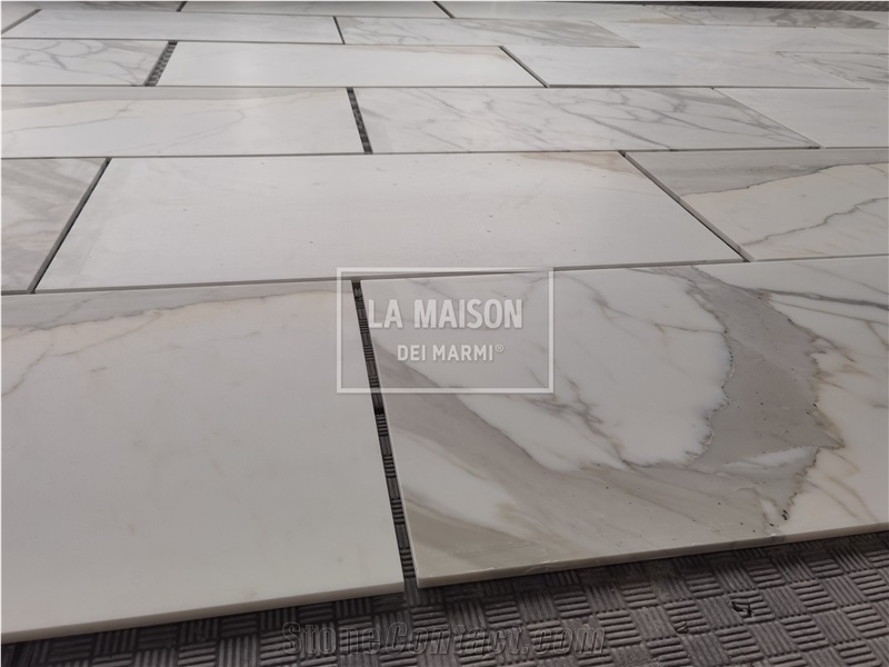 Calacatta White Natural Marble Polished Thin Tiles For Wall