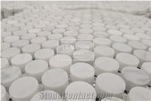 Calacatta White Polished Penny Round Marble Mosaic Tile Calacatta White Polished Penny Round Marble Mosaic Tile