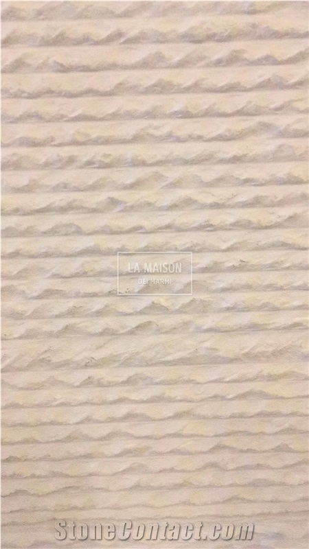 Moca Cream Limestone Hand Chiseled Surface For Outdoor Wall