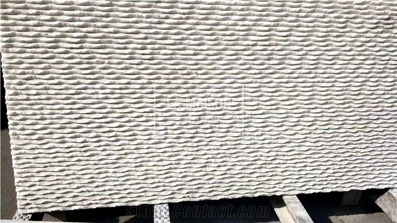 Moca Cream Limestone Hand Chiseled Surface For Outdoor Wall