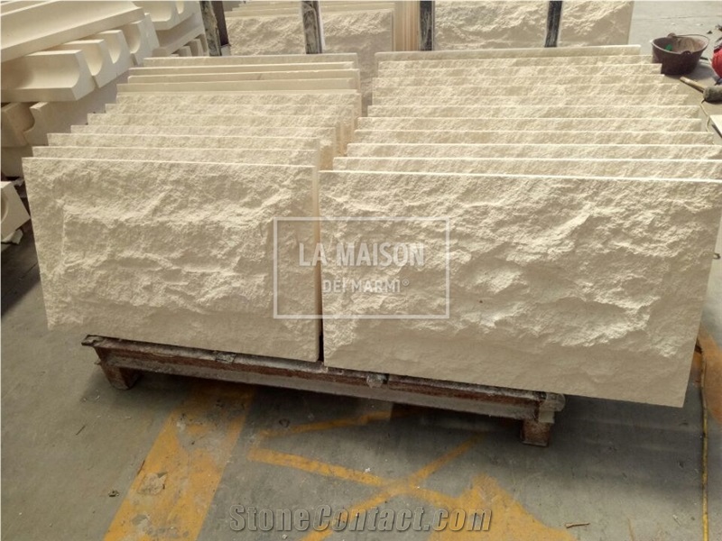 White Limestone Mushroom Surface Split For Outdoor Walls