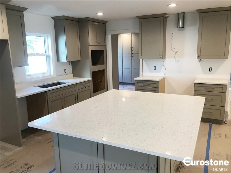 White Quartz Kitchen Countertop