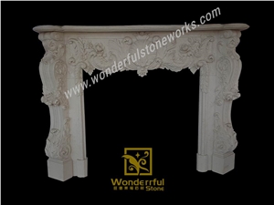 Moonlight Beige Limestone Fireplace