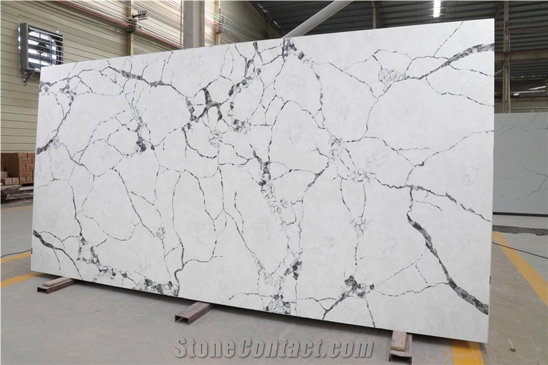 Artificial Stone Calacatta Quartz Stone Slabs Super White