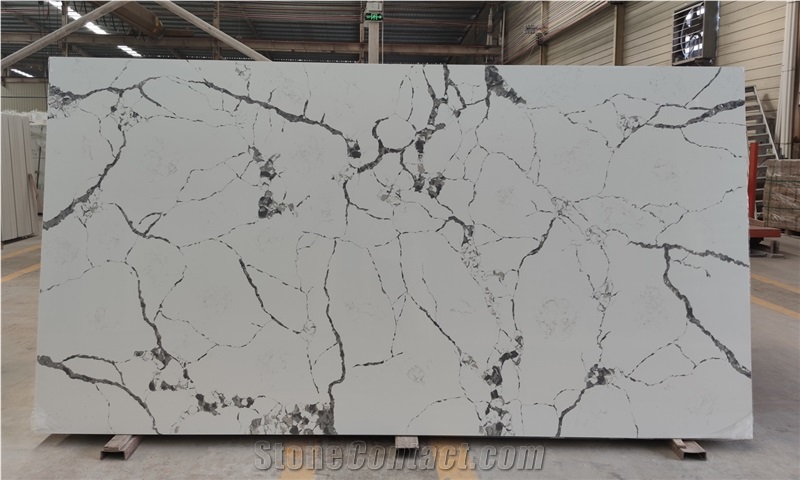 Artificial Stone Calacatta Quartz Stone Slabs Super White