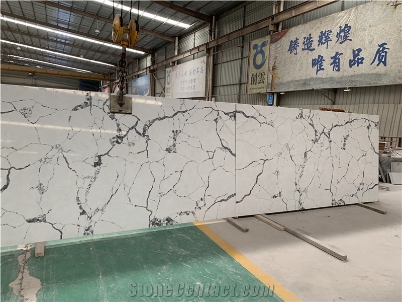 Artificial Stone Calacatta Quartz Stone Slabs Super White