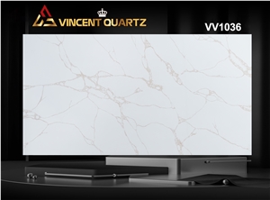 Calacatta Gold Quartz Slabs Made In Vietnam