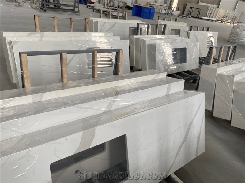 Carrara And Calacatta Quartz For Kitchen Countertops