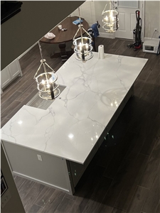 Prefab Calacatta Quartz Kitchen Countertop Made In Vietnam