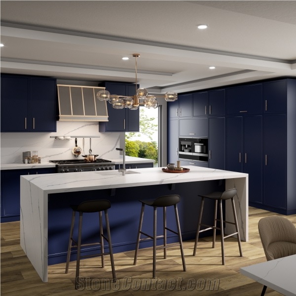 Calacatta Marina Quartz Kitchen Countertop