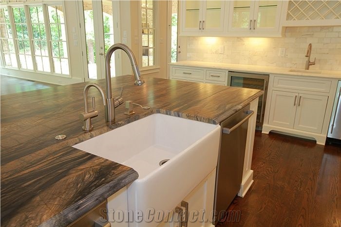 Sandalus Leather Quartzite Itchen Countertop, Island Top