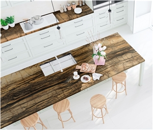 Sandalus Leather Quartzite Itchen Countertop, Island Top