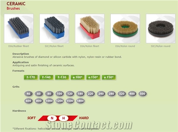 Ceramic Abrasive Brushes Of Diamond Or Silicon Carbide