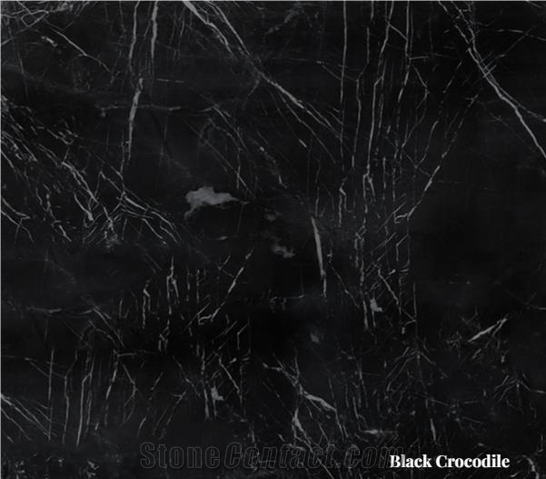 Black Crocodile Marble Slabs, Tiles