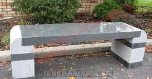 Grey And Back Granite Garden Bench Chair Seat