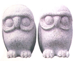 Grey Granite Owl Sculpture, Grey Granite