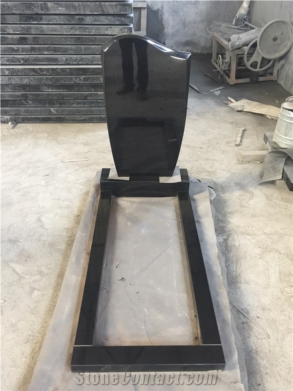 Absolute Black Polished Granite Monument, Gravestone