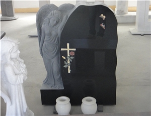 Absolute Black Polished Granite Monument, Gravestone