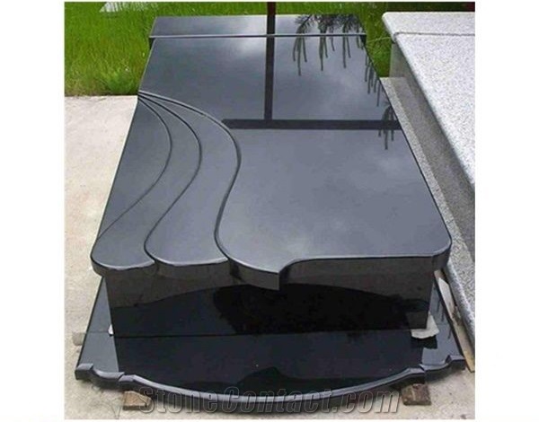 Absolute Black Polished Granite Monument, Gravestone