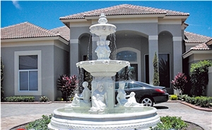 Angel Western Style Human Sculptured White Marble Fountains