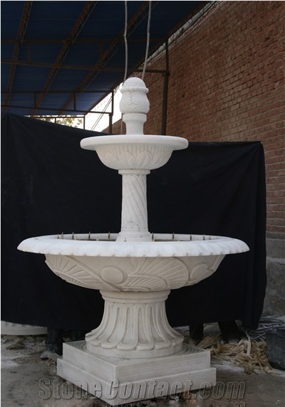 Beauty Sculptured Mixed Color Marble Fountains Statues