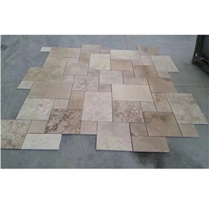 Beige Travertine  French Pattern Paver Tiles For Pool Coping