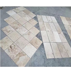 Beige Travertine  French Pattern Paver Tiles For Pool Coping
