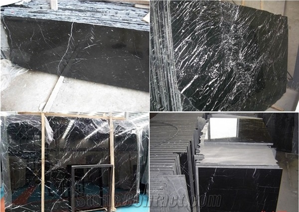 Black Ink Jade Marble Polished Tiles & Slabs