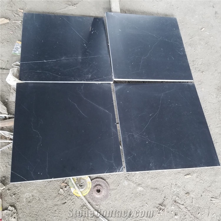 Black Nero Marquina  Honed  Marble Tiles 12"X12"