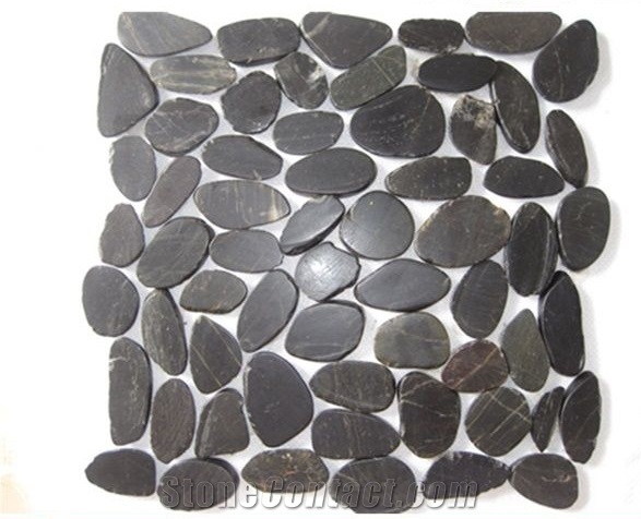 Black Pebble Mosaic Tile, Floor Mosaic Tiles