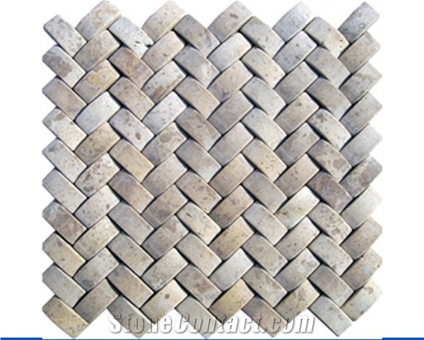 Carrara White Marble And Herringbone Mosaic Tiles