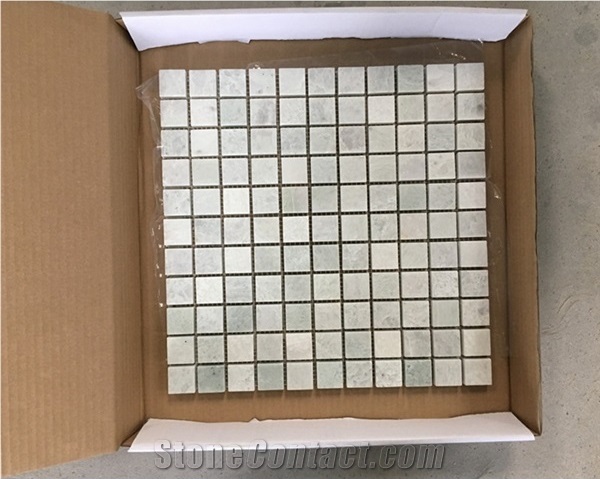 Carrara White Marble And Herringbone Mosaic Tiles