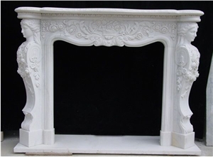 Carved White Marble Fireplace,Mantel Decoration Surround
