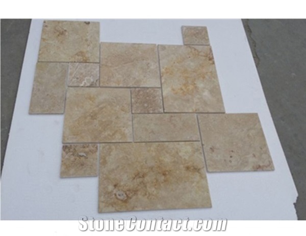 Cheap Beige Travertine Customized Tiles & French Pattern