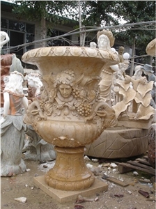 Cheap Beige Travertine Flower Pot & Vases