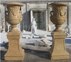 Cheap Beige Travertine Flower Pot & Vases