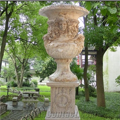 Cheap Beige Travertine Flower Pot & Vases
