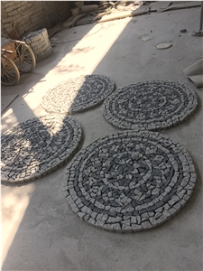 Cheap G654 Dark Grey Granite Flamed Pavers On Mesh