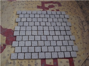 Cheap G654 Dark Grey Granite Flamed Pavers On Mesh