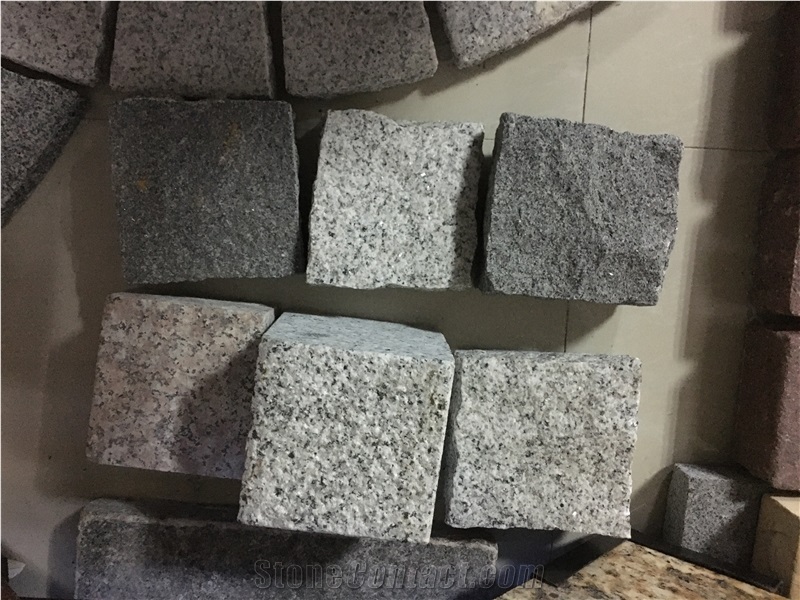 Cheap G654 Dark Grey Granite Flamed Pavers On Mesh