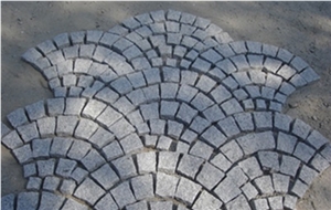 Cheap G654 Dark Grey Granite Flamed Pavers On Mesh