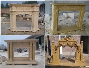 China Honey Onyx Handcraft Carved Fireplace