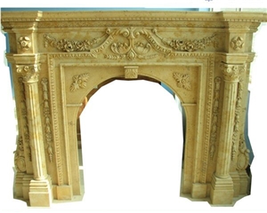 China Honey Onyx Handcraft Carved Fireplace