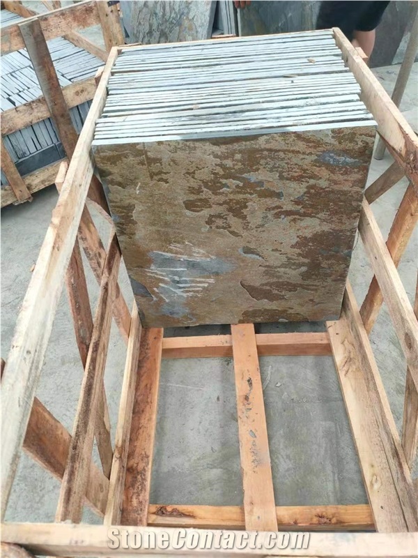 China Rusty Yellow Slate Natural Flooring Tiles