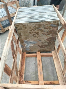 China Rusty Yellow Slate Natural Flooring Tiles