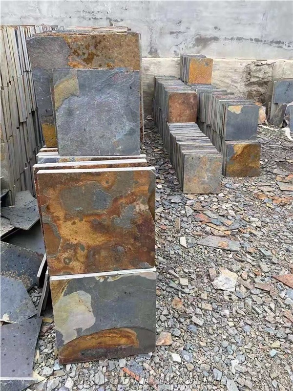 Chinese Cheap Rusty Brown Slate Flooring Tiles