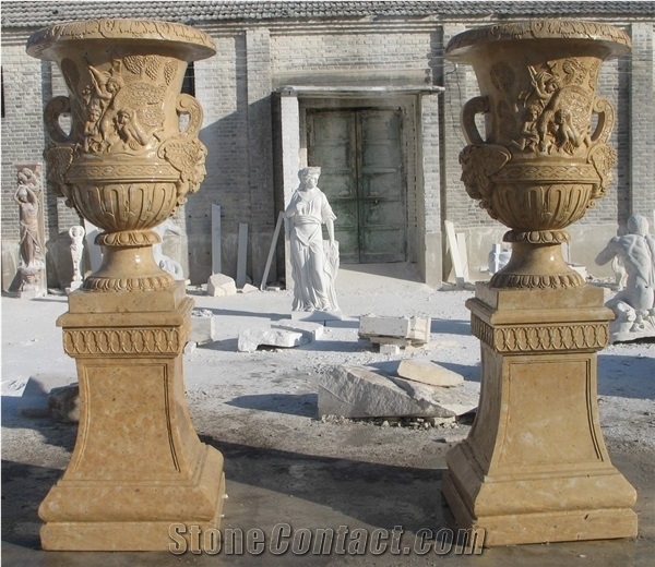 Chinese Cheap Sunset Red Marble Flower Planters