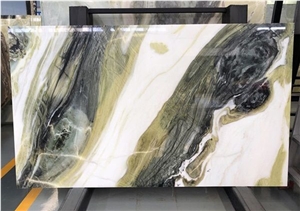 Chinese Ink Painting Green Marble Slabs Tiles