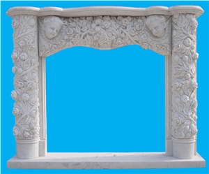 Classical White Marble Fireplace Mantel TV Fireplace